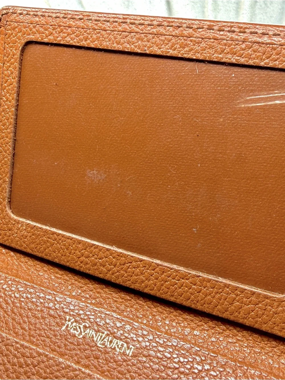 Saint Laurent Tan Pebbled Leather Card Holder